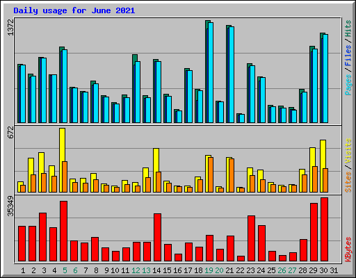 Daily usage for June 2021