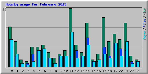 Hourly usage for February 2013