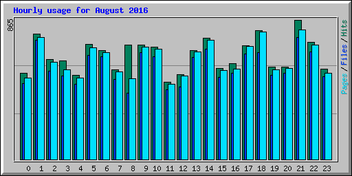 Hourly usage for August 2016